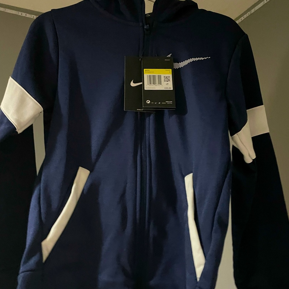 Boys Navy & White Zip Up